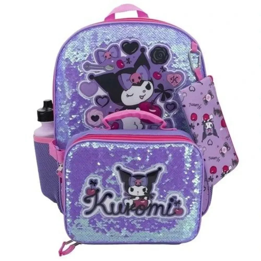 Kuromi 5-Piece Backpack Lunch Box Set School Bag Pencil Case My Melody